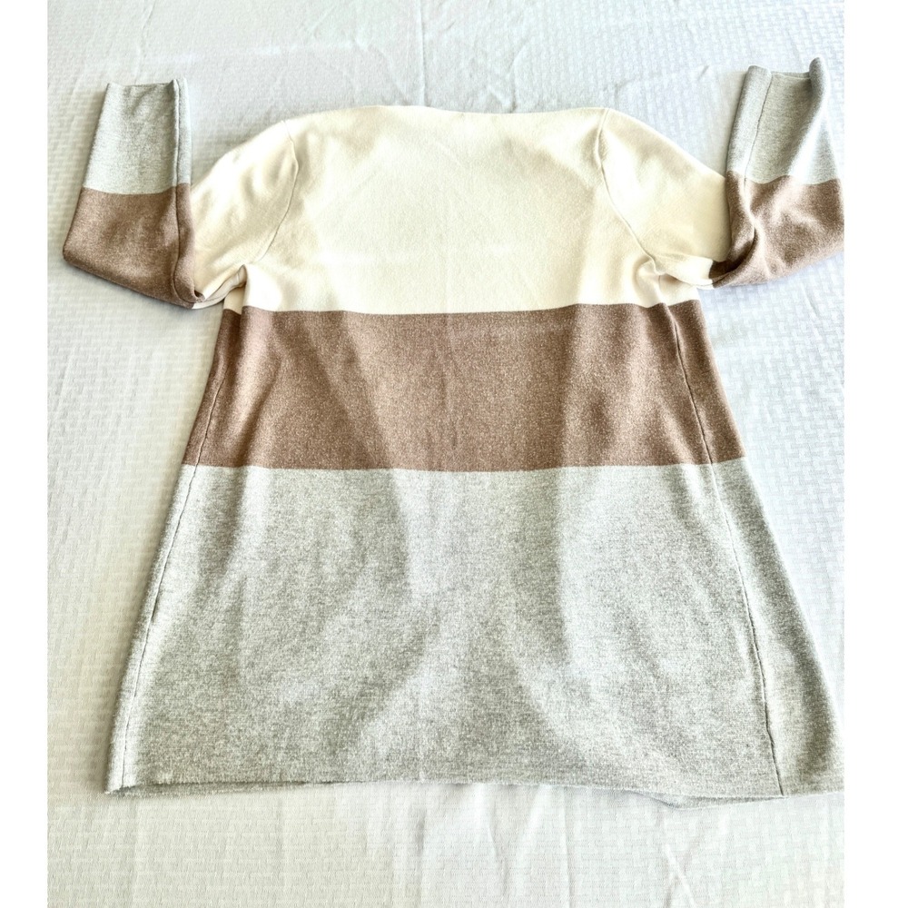 Cyrus Women XL Colorblock Open Front Longline Cardigan Sweater Neutral Boho Grey - Picture 10 of 10